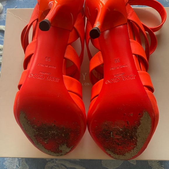 Jimmy Choo Orange Strappy Heels - Picture 8 of 9
